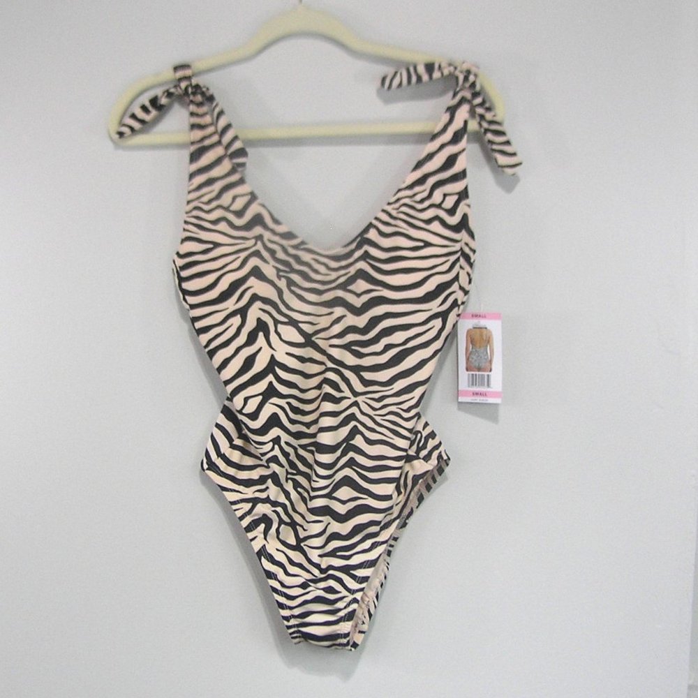 Sanctuary Cream and Black Zebra One-Piece Swimsuit